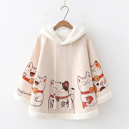 Lucky Cat Hooded Poncho