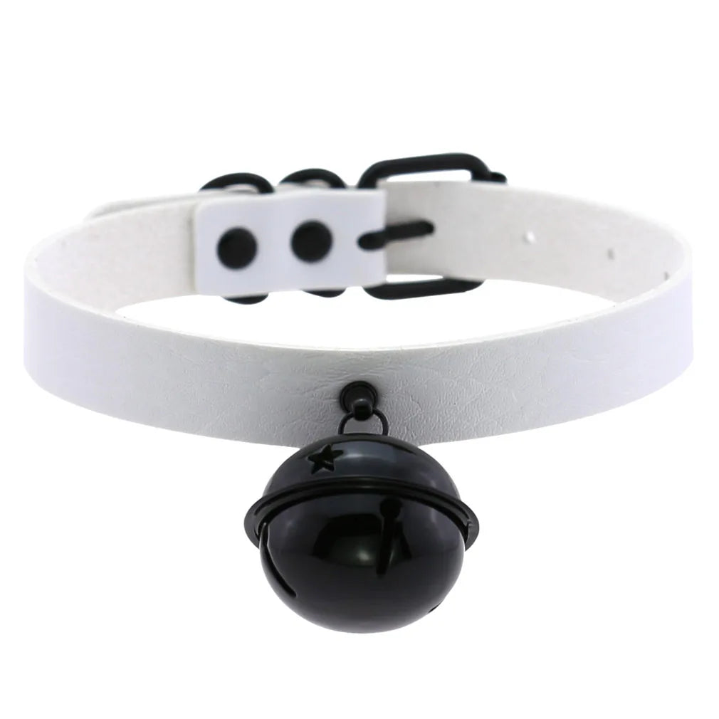 White PU Leather Choker with Attachments