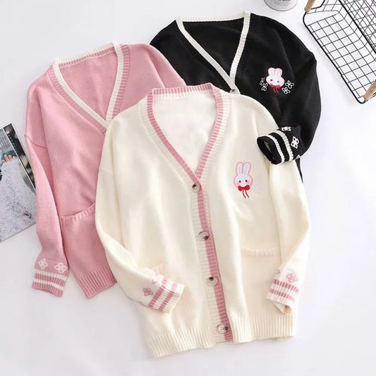 Cardigan with Cartoon Embroidery