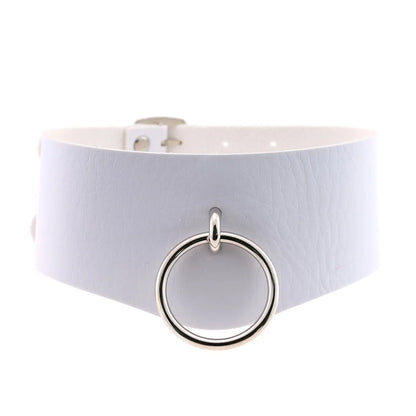 White PU Leather Choker with Attachments