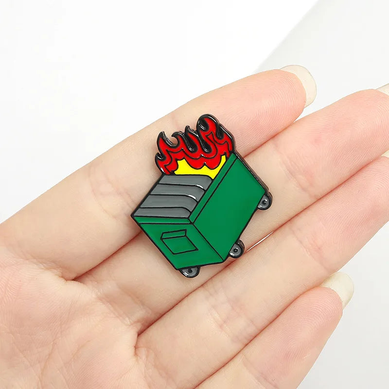 Dumpster Fire Enamel Pin