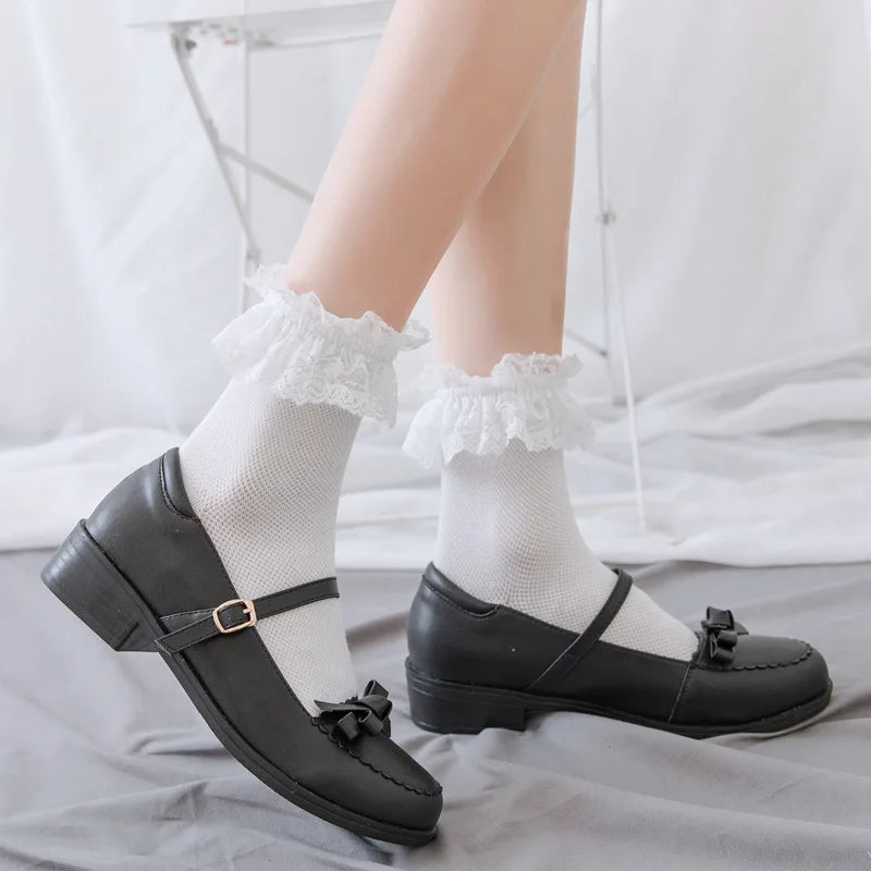 Kawaii Cute Socks with Lace Trim