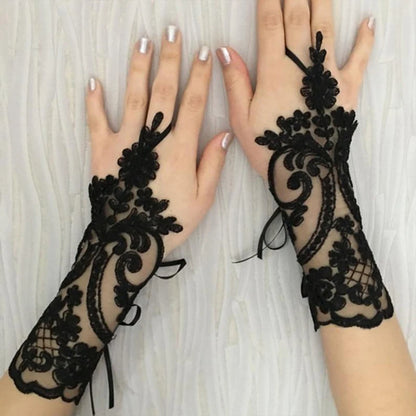 Lace Floral Evening Gloves