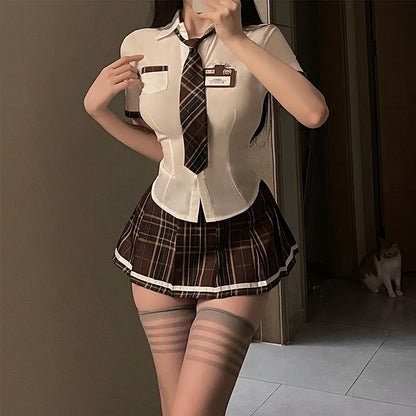 Brown and White Cosplay College Set