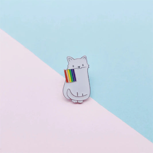 Cat Rainbow Flag Enamel Pin