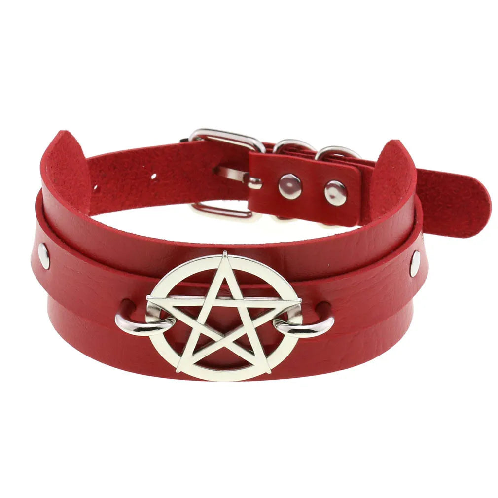 Red PU Leather Choker with Attachments