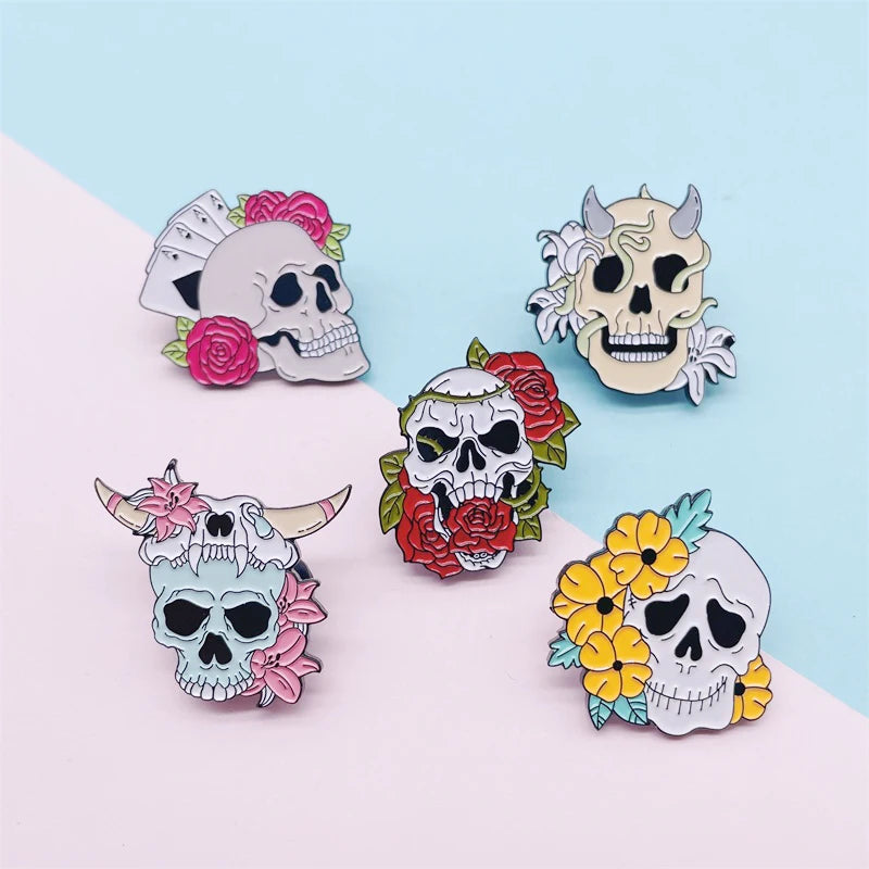 Skull Enamel Pin Set