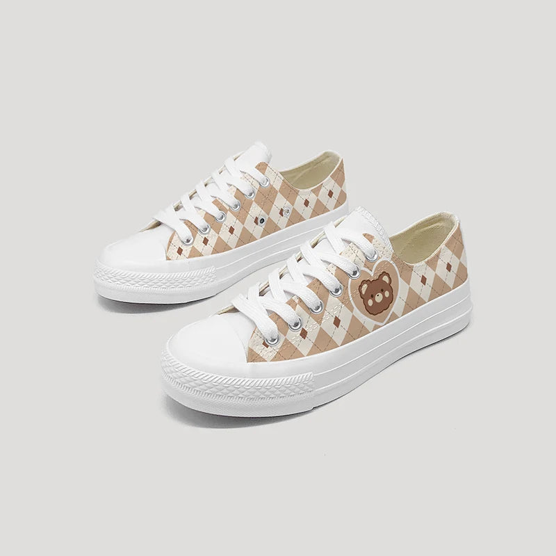 Cute Anime Bear Canvas Shoes