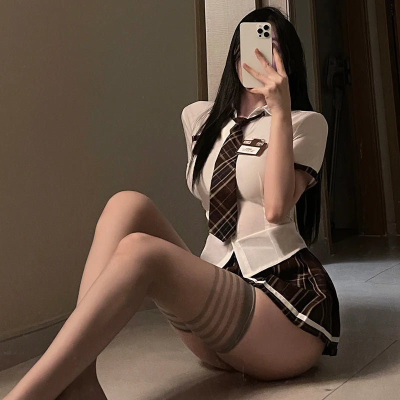 Brown and White Cosplay College Set