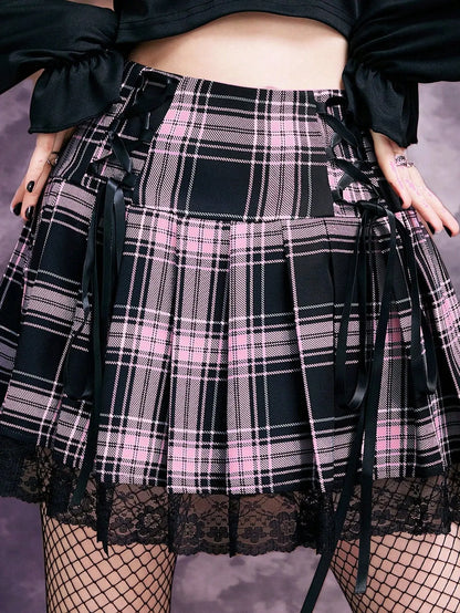 Harajuku Plaid Pink Mini Skirt