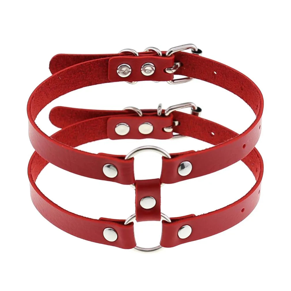 Red PU Leather Choker with Attachments