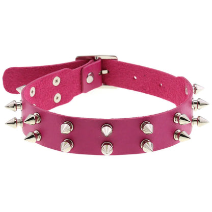 Rose Red PU Leather Choker with Attachments