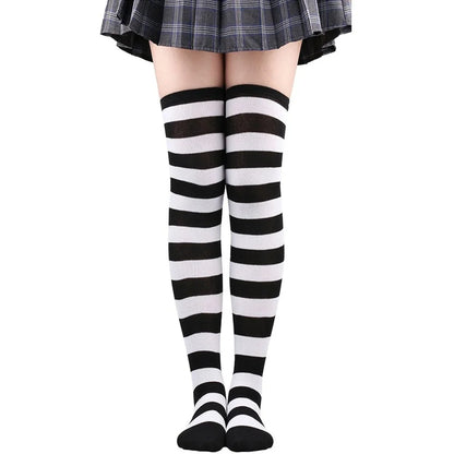 Sophisticated Striped Thigh-High Socks