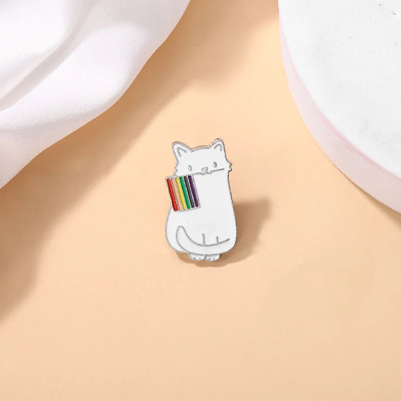 Cat Rainbow Flag Enamel Pin