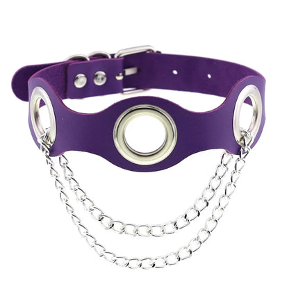 Purple PU Leather Choker with Attachments