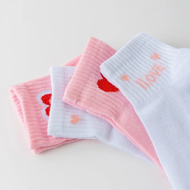 Love Heart Ankle Socks - 5 Pairs