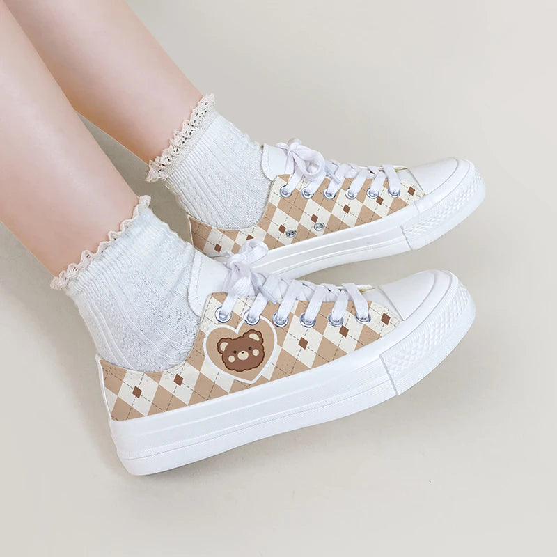 Cute Anime Bear Canvas Shoes