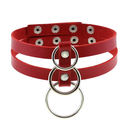 Red PU Leather Choker with Attachments