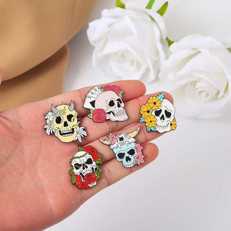 Skull Enamel Pin Set