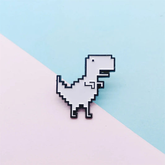 Retro White T-Rex Enamel Pin