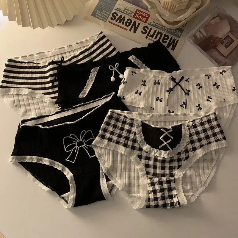 Black and White Kawaii Cotton Underwear