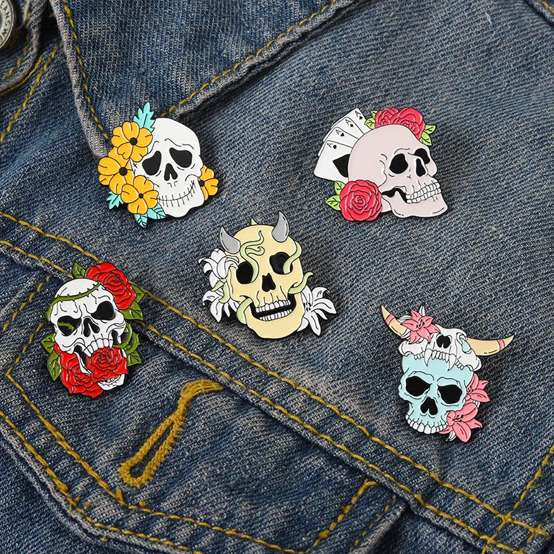 Skull Enamel Pin Set