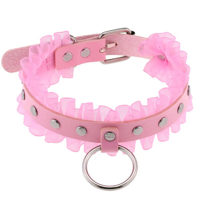 Punk Pink PU Leather Choker