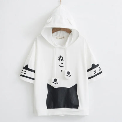 Cat Themed Hooded T-shirt