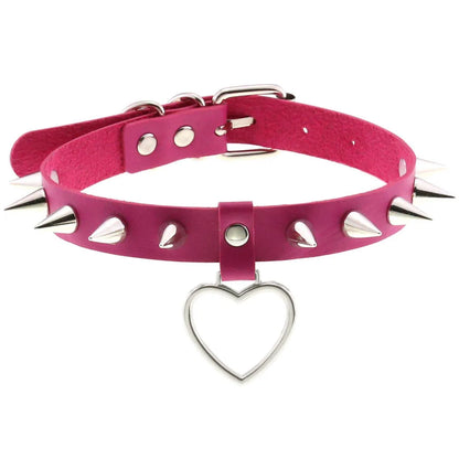 Rose Red PU Leather Choker with Attachments