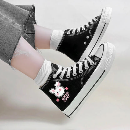 "Game Over" Bunny high-top canvas shoes