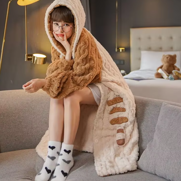 Cute Warm Hooded Robe