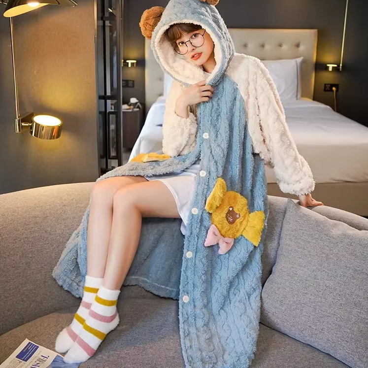 Cute Warm Hooded Robe